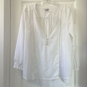 White Blouse with cut out and button detail